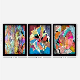 Wallity 3SC199 Cuadro Decorativo Enmarcado 3 Piezas 35x45 cm MDF y Plástico